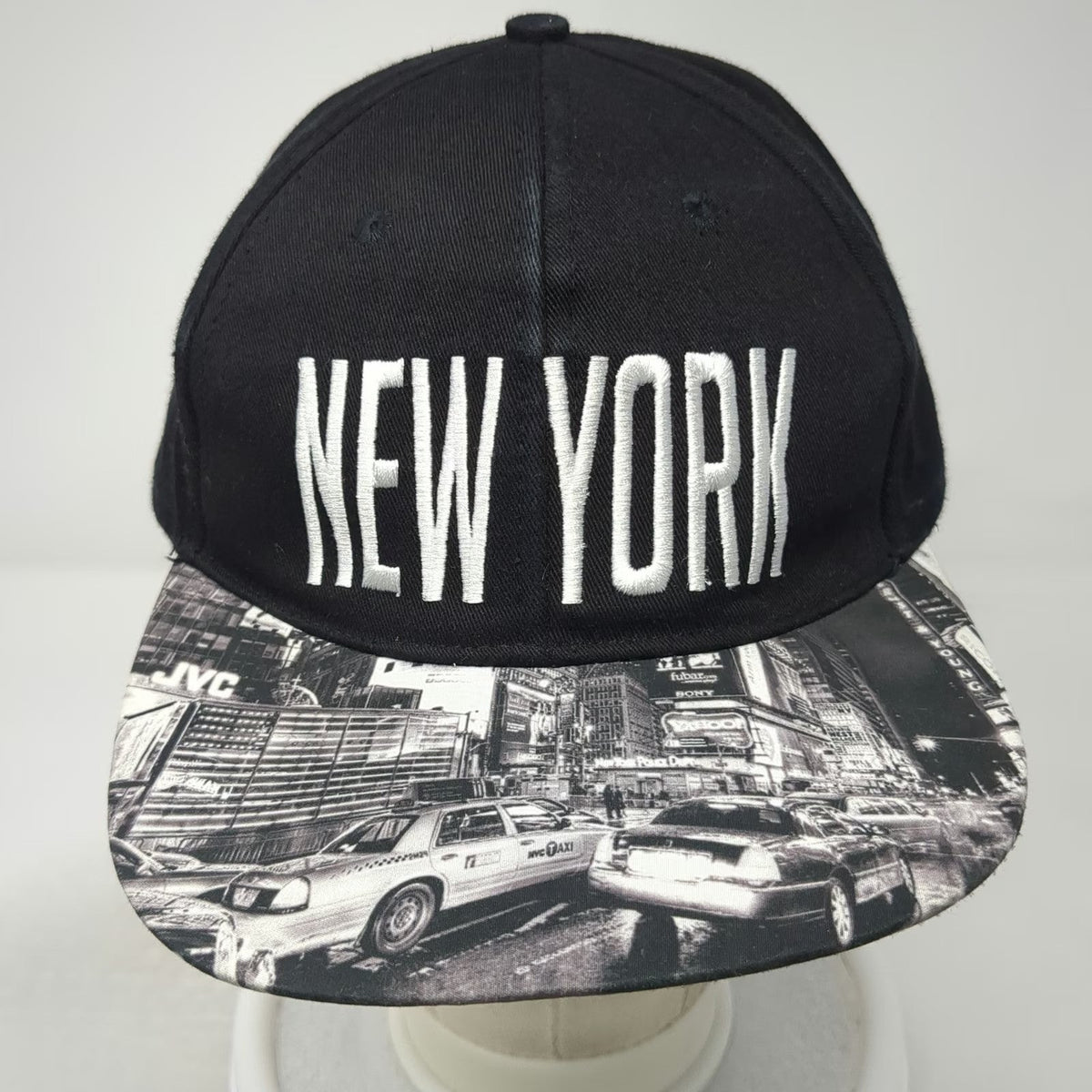 Blackjack Snapback Hat Black OSFM New York Times Square Photo Print Embroidered