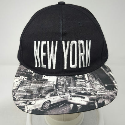 Blackjack Snapback Hat Black OSFM New York Times Square Photo Print Embroidered