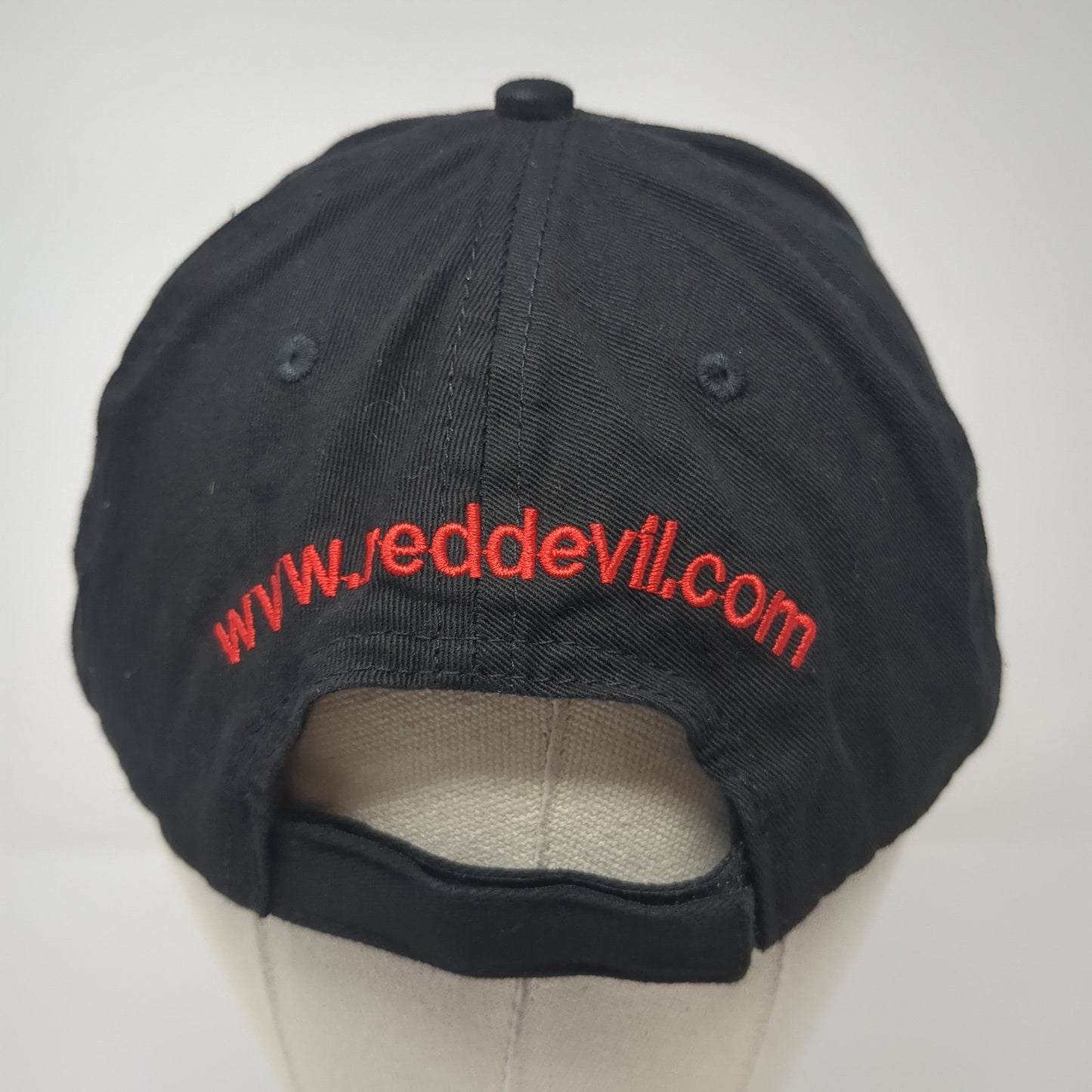 Red Devil Strapback Hat Black One Size Adjustable Embroidered 6 Panel