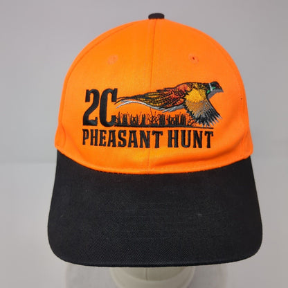 2C Pheasant Hunt Idaho Strapback Hat Orange OSFA Adjustable Embroidered Cotton