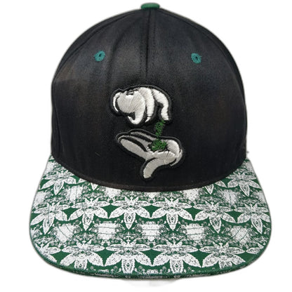MT Fashions Snapback Black Hat One Size Marijuana Leaf Floral Pattern Flat Bill