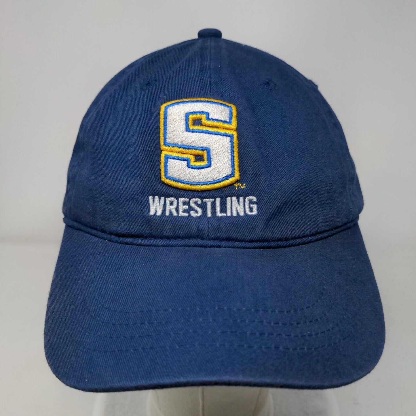 S Wrestling Slideback Hat Blue OSFM Embroidered 6 Panel Outdoor Cap
