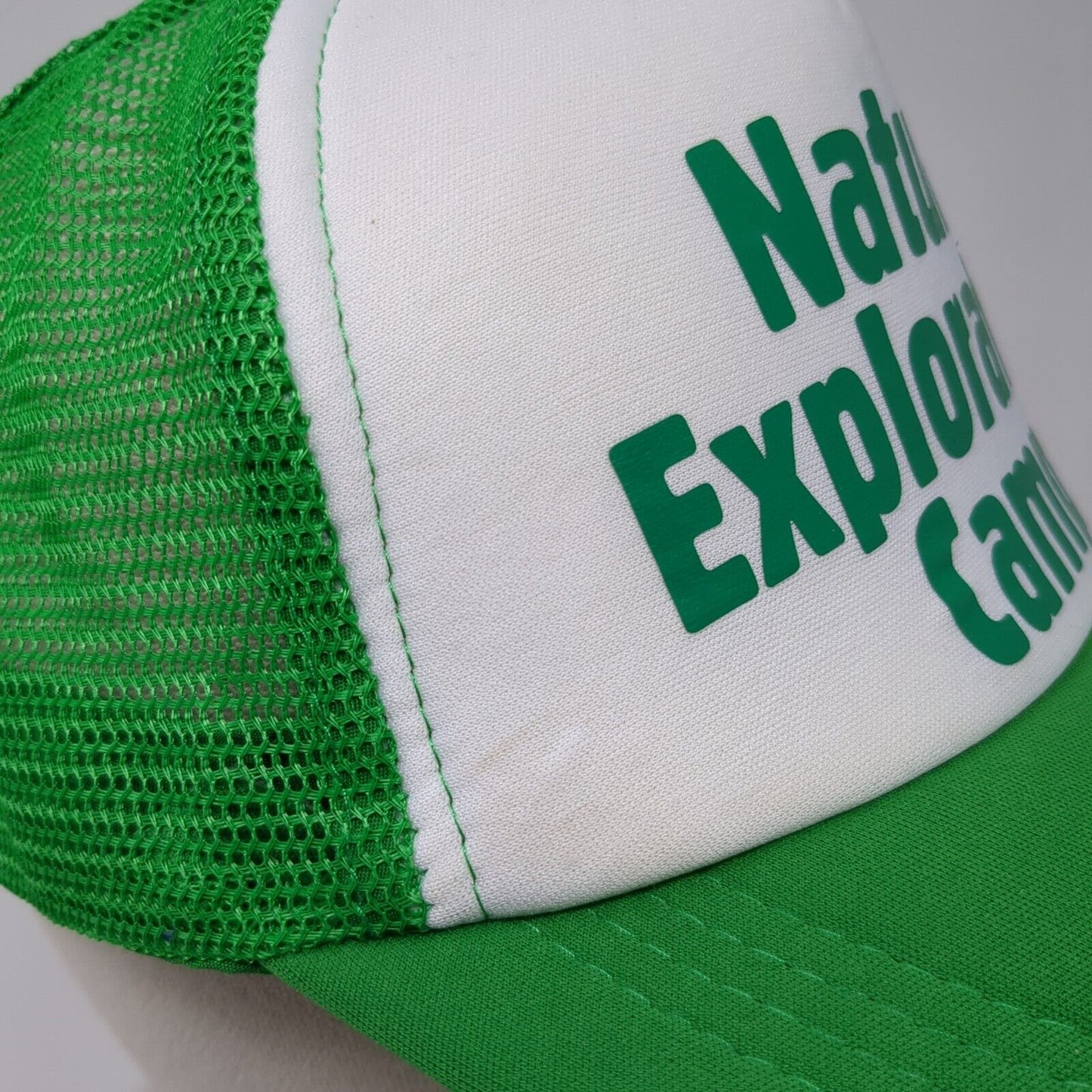 Nature Exploration Camp Snapback Trucker Hat Green OS Adjustable Mesh Back