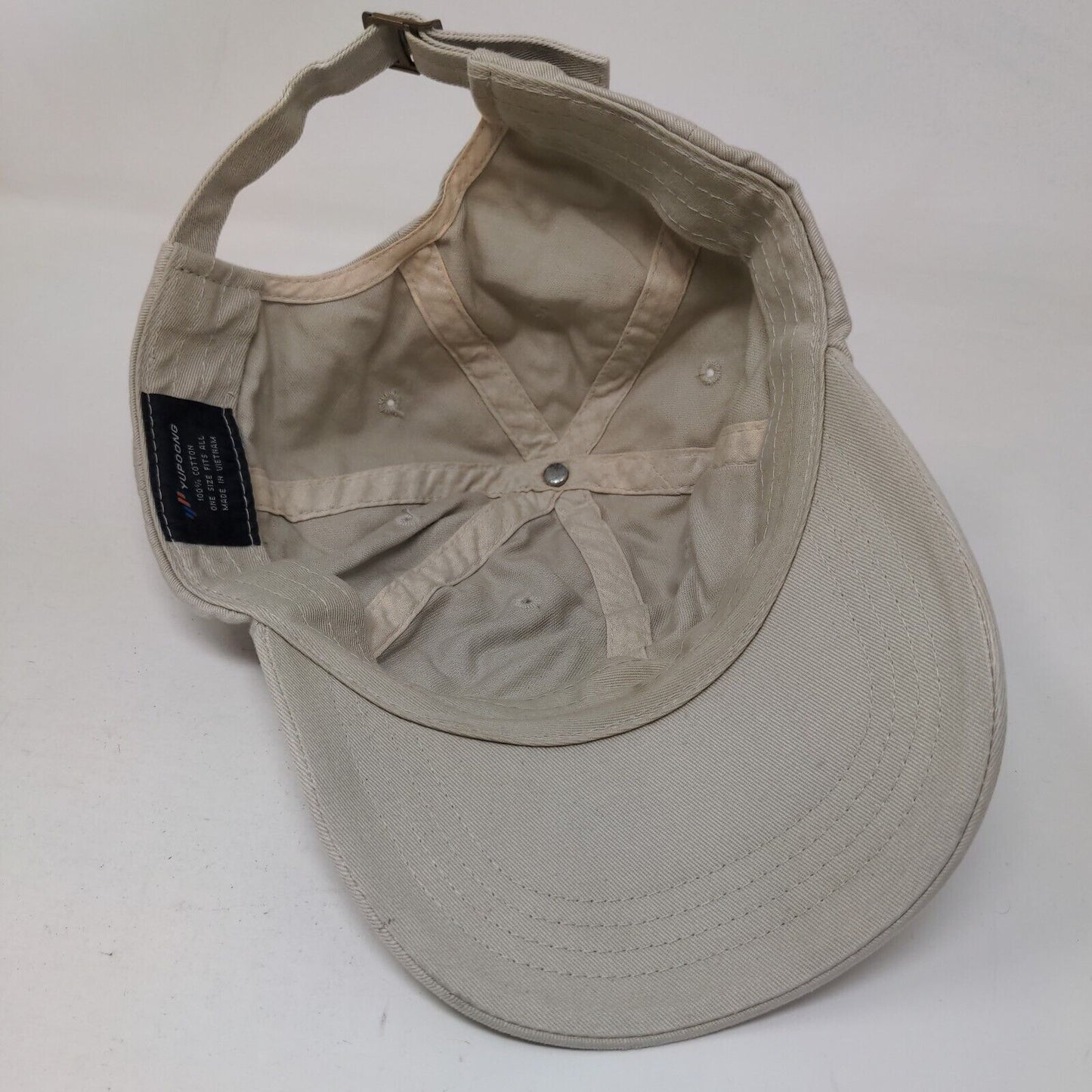 Okuma Slideback Hat Tan OSFA Embroidered Adjustable 6 Panel Yupoong