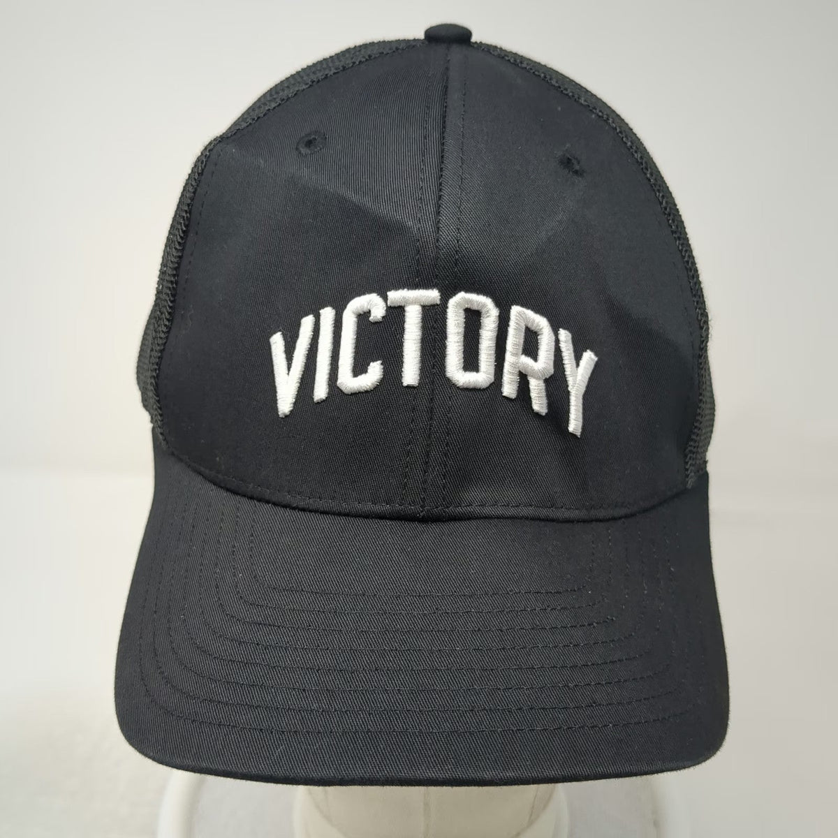 Richardson Trucker Hat Black One Size Victory Embroidered Mesh Back Snapback