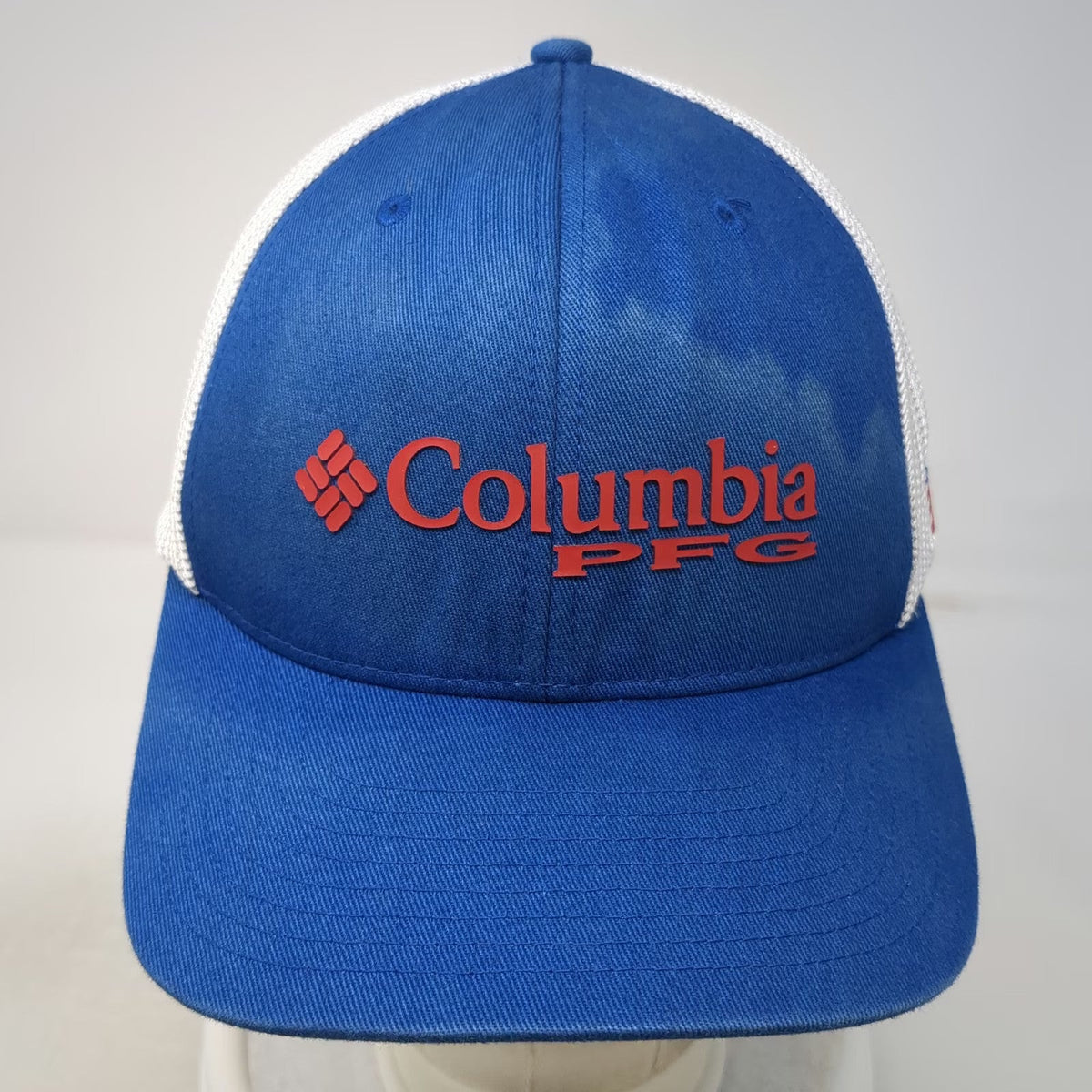 Columbia Baseball Cap Blue One Size Mesh Back PFG American Flag Performance Hat