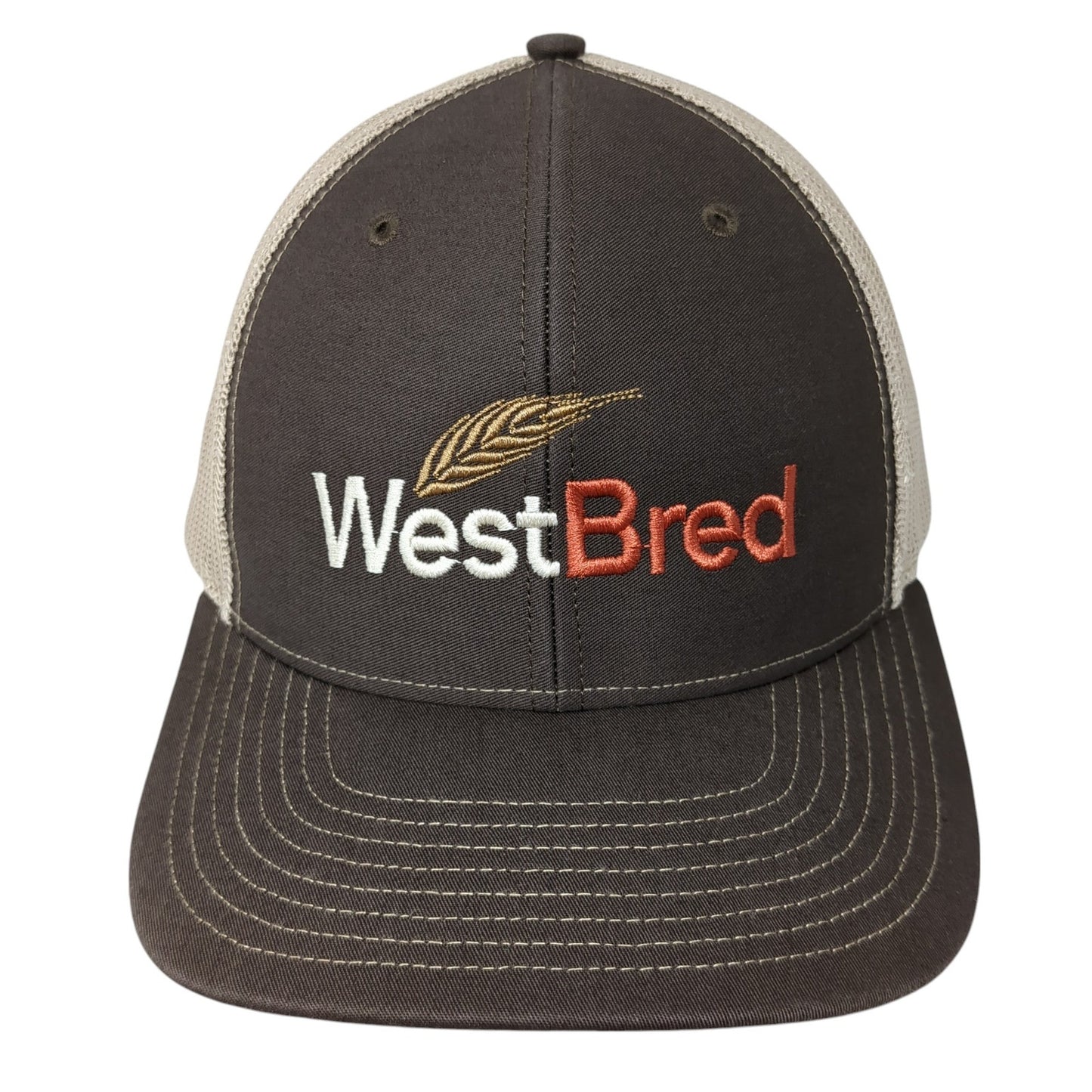 West Bred Snapback Trucker Hat Brown One Size Adjustable Mesh Back Richardson