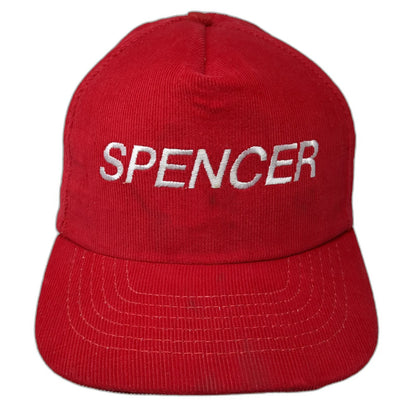 5 Panel Hat Red One Size Corduroy Spencer Embroidered Snapback Made in USA Cap