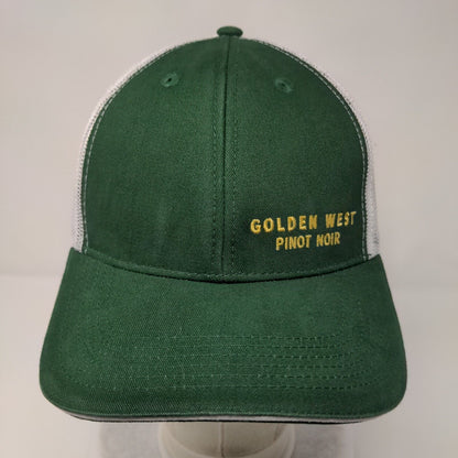 Golden West Pinot Noir Strapback Trucker Hat Green One Size Mesh Back MV3 Cotton