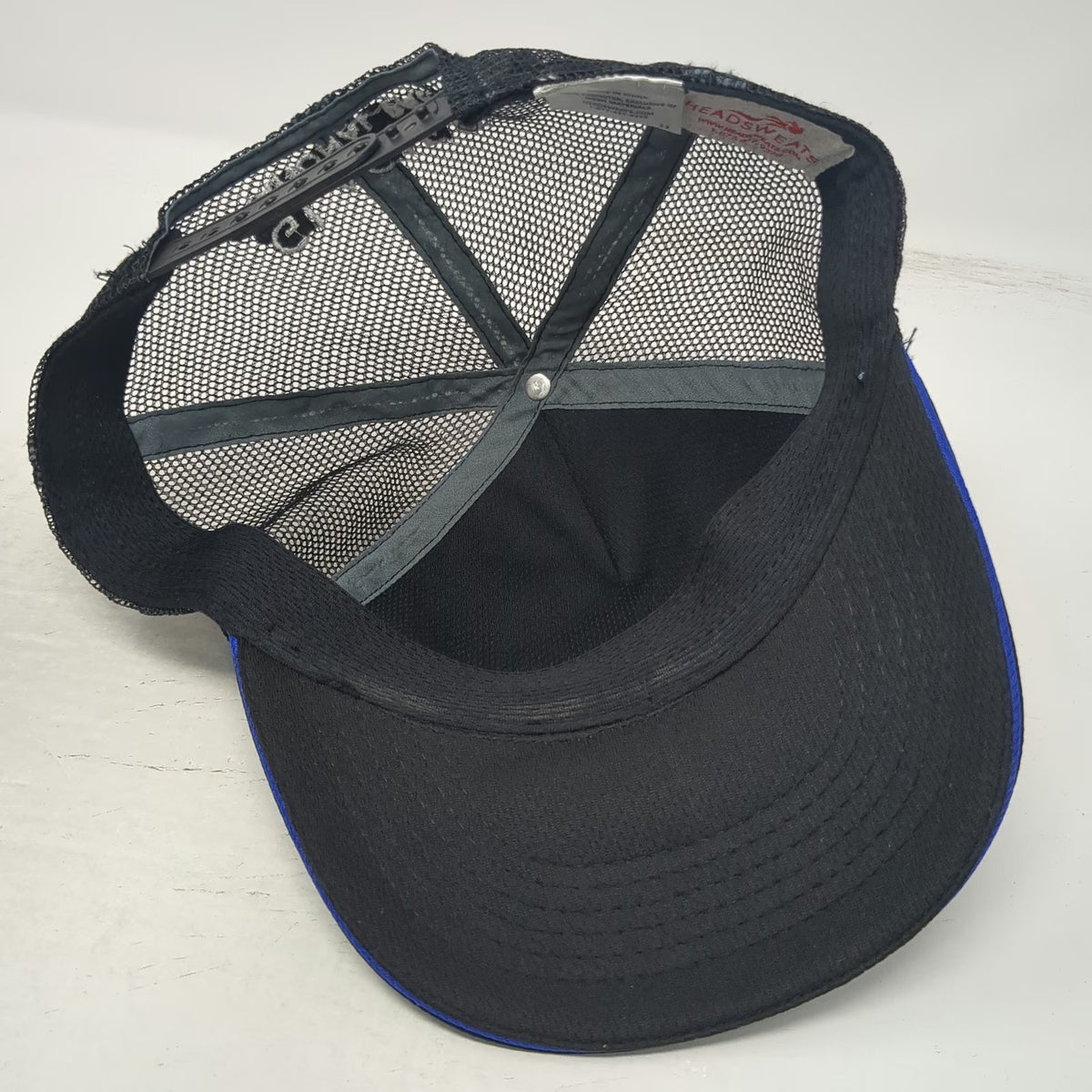 Headsweats Trucker Hat Black One Size Glacier National Park Stained Glass Mesh
