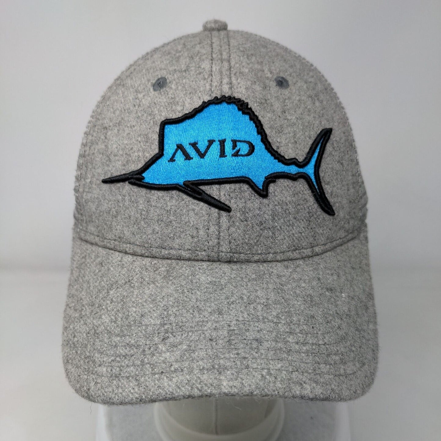 Avid Snapback Mesh Back Trucker Hat Gray OSFM Embroidered Fishing Hook