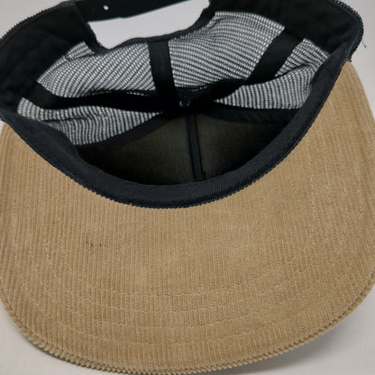 Vans Trucker Hat One Size Blue Beige Corduroy Snapback Mesh Back Skateboard Logo