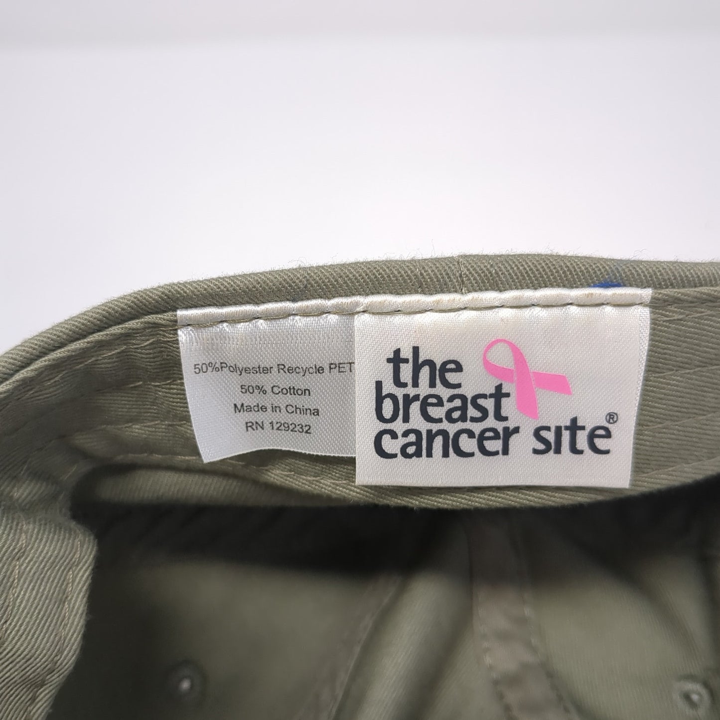 The Breast Cancer Site Baseball Cap Green One Size Adjustable Vented Holes
