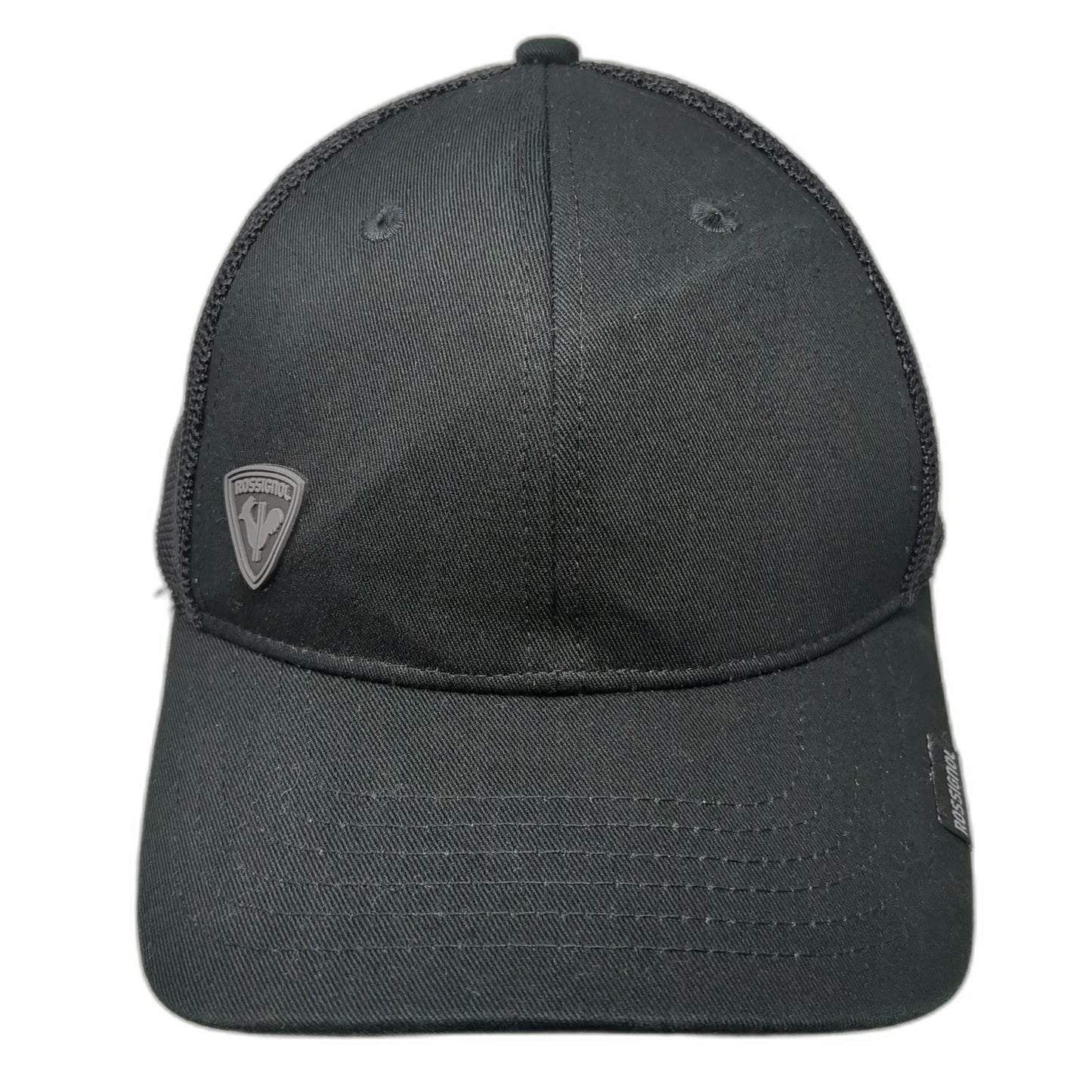 Rossignol Trucker Hat Black One Size Mesh Back Snapback Rubber Logo Patch
