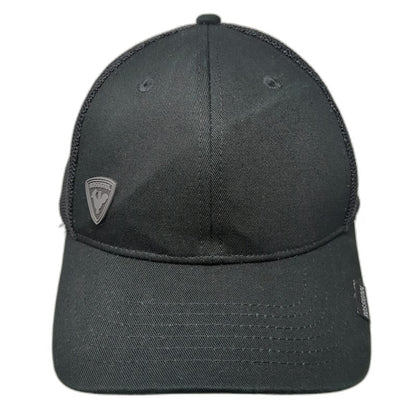 Rossignol Trucker Hat Black One Size Mesh Back Snapback Rubber Logo Patch