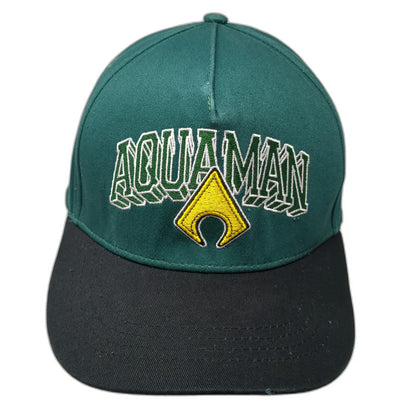 Six Flags Aquaman 5 Panel Hat Green Black One Size Snapback Cotton DC Comics
