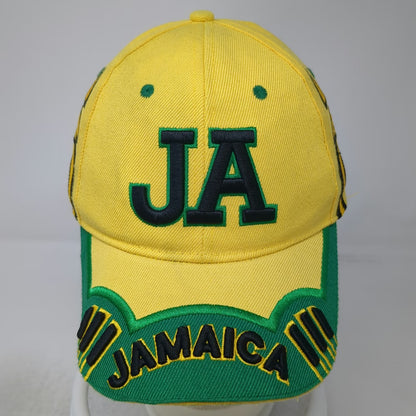 Jamaica JA Embroidered Yellow OSFM Baseball Cap Hat Green Black Strapback Logo