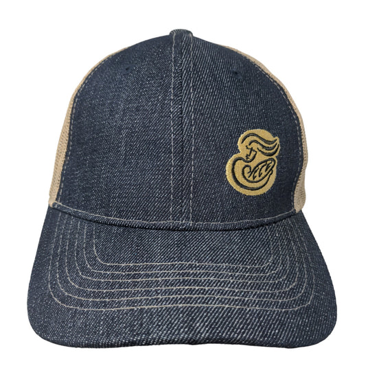 Panera Bread Men's Strapback Mesh Back Hat Tan Blue Adjustable Uniform Employee