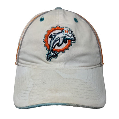 Reebok NFL Men's Fitted Hat White Size L Embroidered Miami Dolphins Cotton Logo