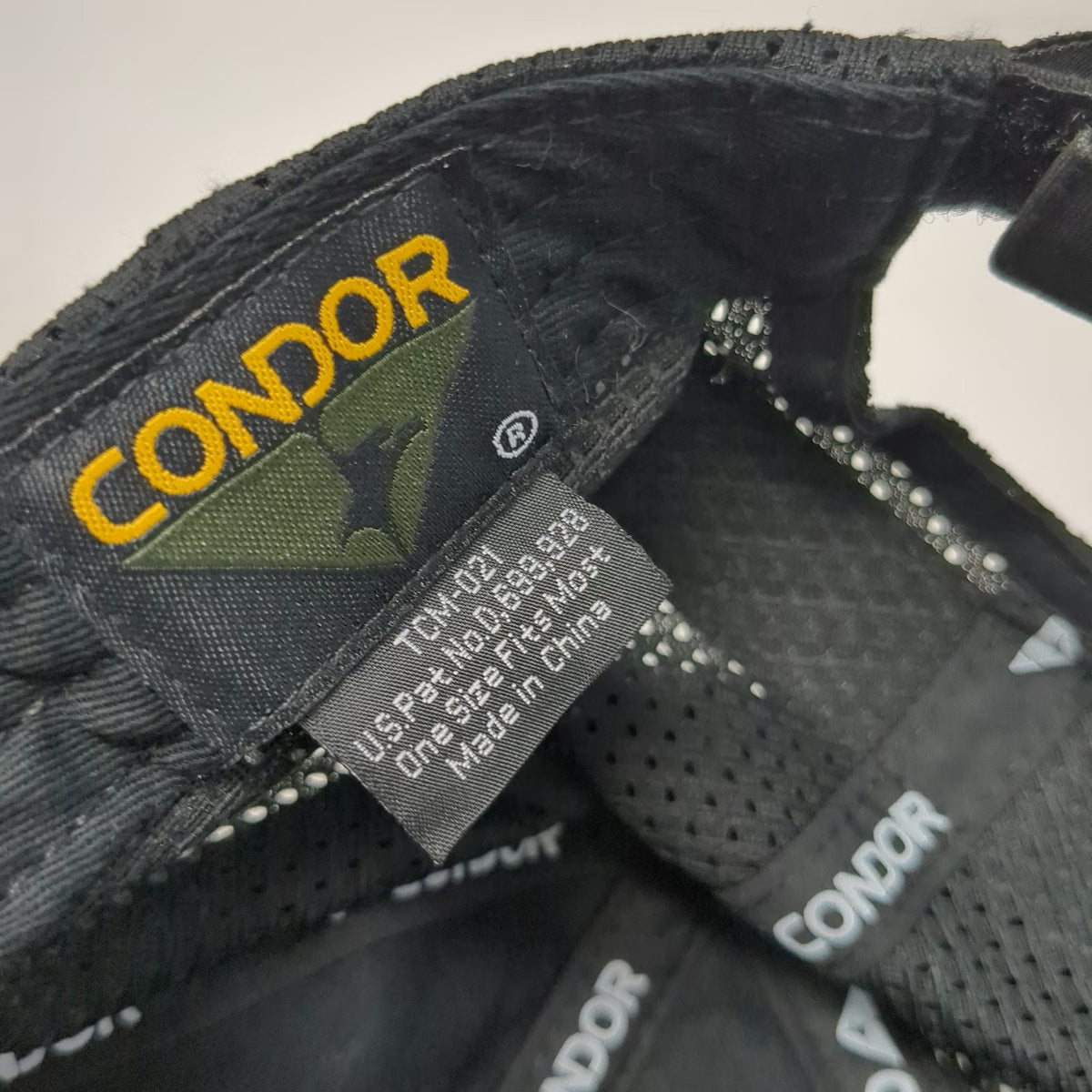 Condor Baseball Cap Black Camo Tactical Mesh Back Patch Area One Size Hat