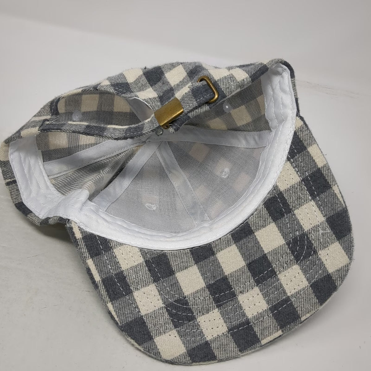 Cocus Pocus Baseball Cap Gray White One Size Buffalo Check Slideback Hat