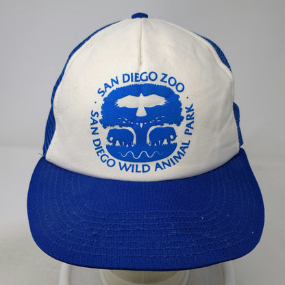 San Diego Zoo Wild Animal Park Blue OS Trucker Hat Snapback Mesh USA Vintage