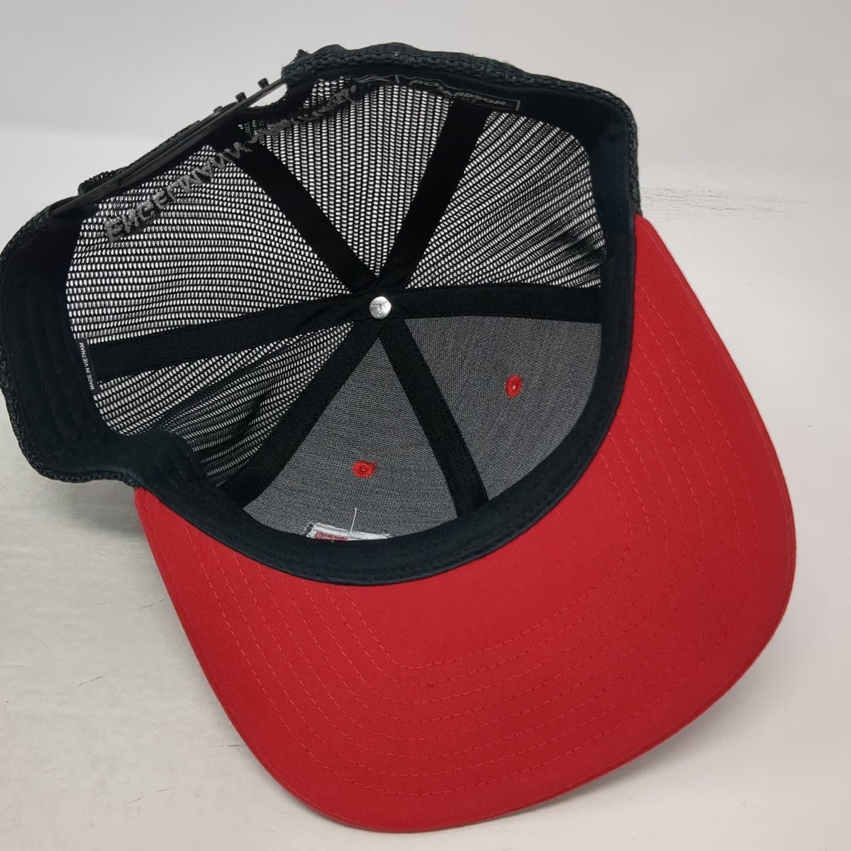 Richardson Trucker Hat Red One Size Mesh Snapback Engelmann-Partners Logo Black