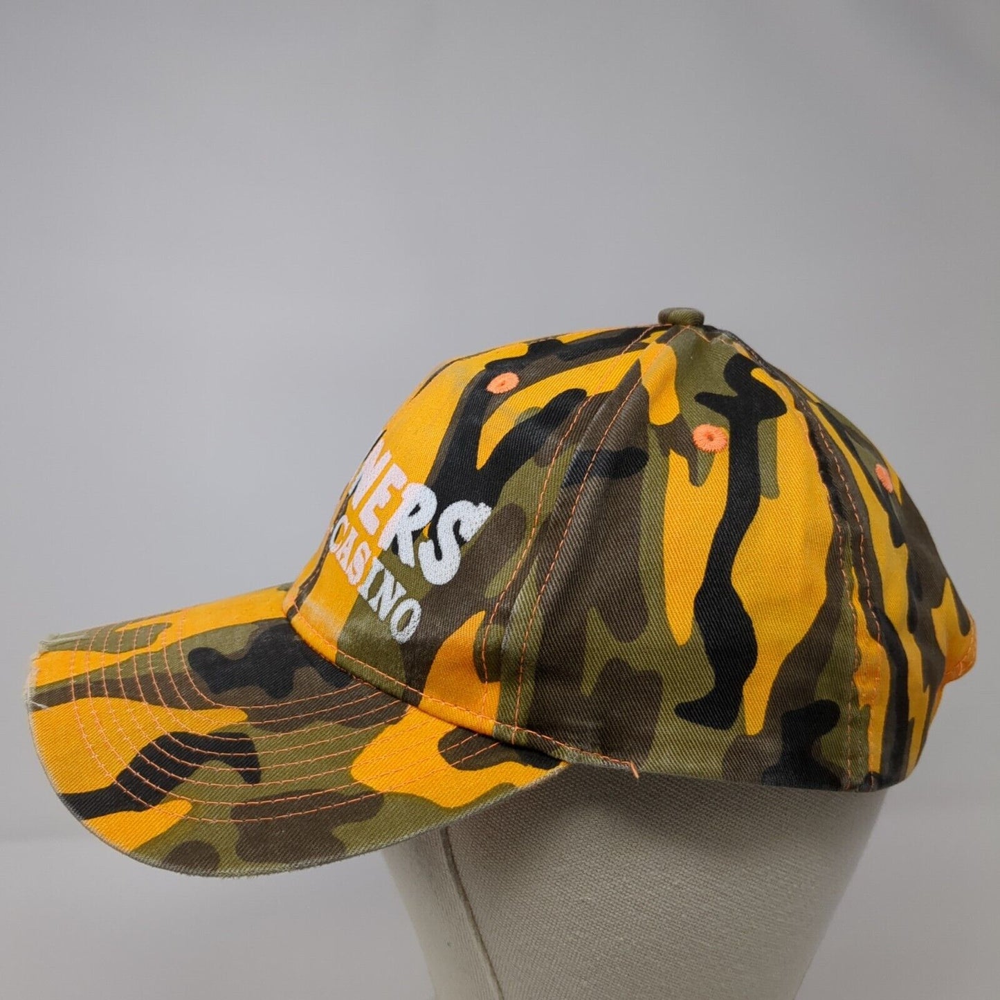 Winners Hotel Casino Strapback Hat Camouflage OSFA Adjustable Distressed 6 Panel