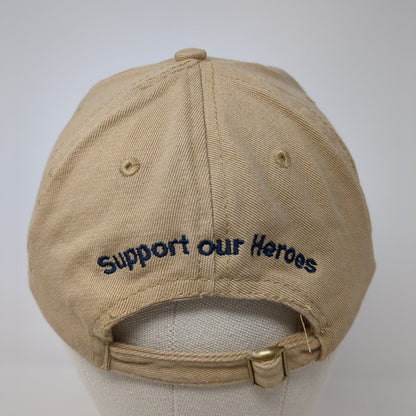 USO Support Our Heroes Slideback Hat Tan OS Adjustable Embroidered Cotton