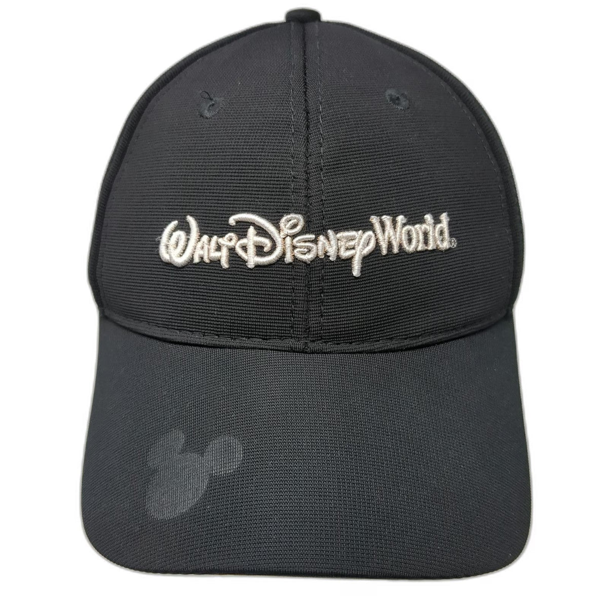 Walt Disney World Black Baseball Cap One Size Hat Stretch Fit 1971 Mickey White