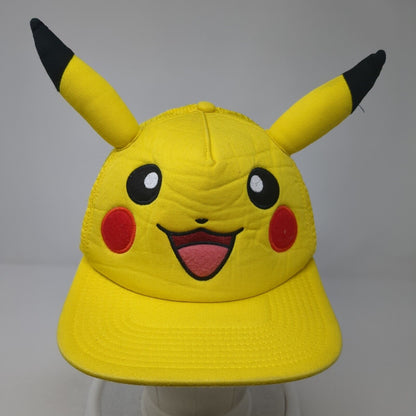 Pikachu Snapback Trucker Hat Yellow One Size Mesh Back Adjustable Pokemon