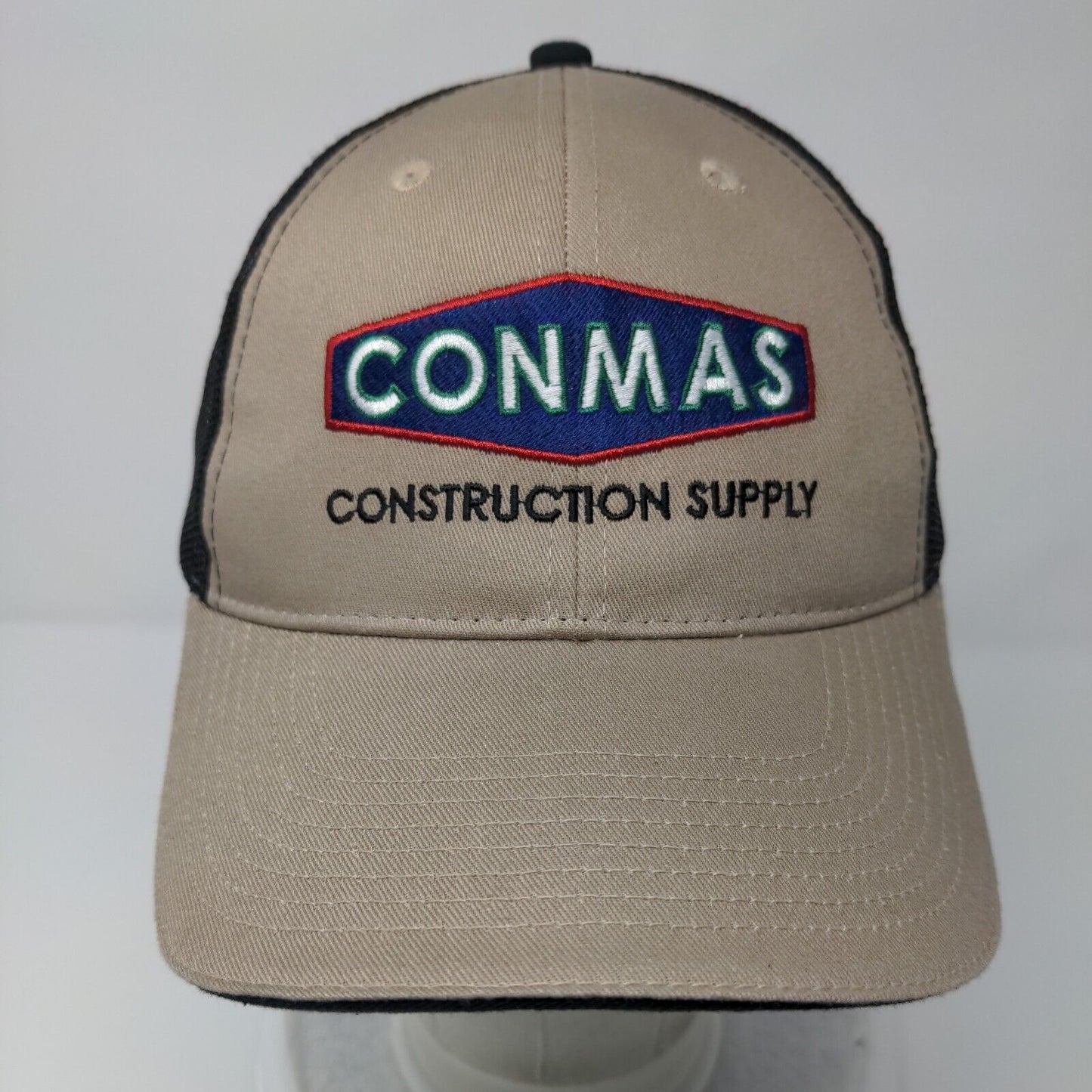 Conmas Construction Supply Strapback Trucker Hat Tan OSFA Mesh Back