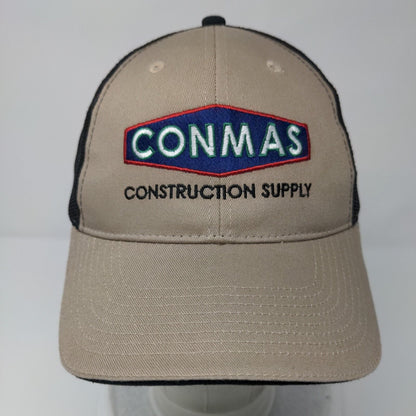Conmas Construction Supply Strapback Trucker Hat Tan OSFA Mesh Back