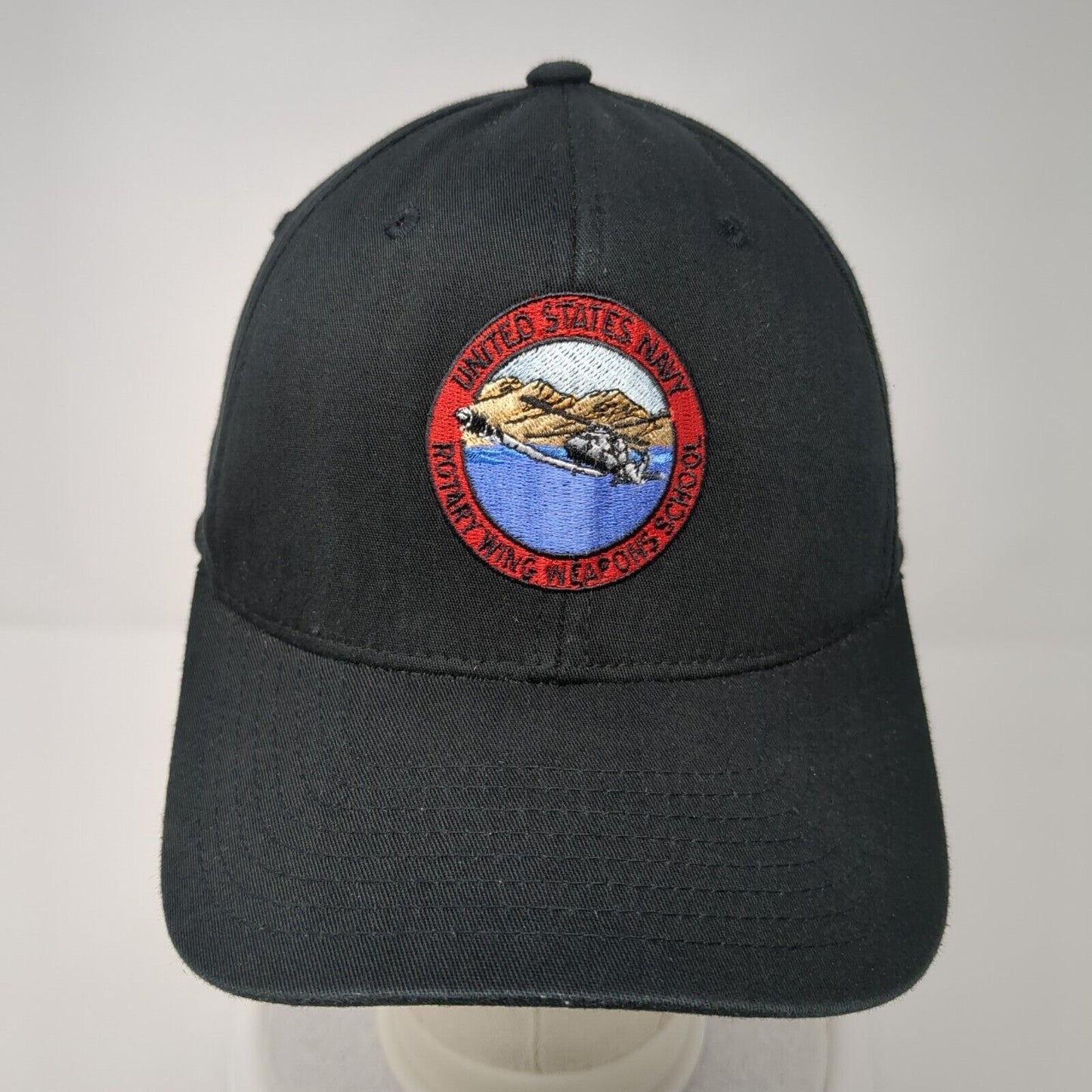 US Navy Rotary Wing Weapons School Fitted Hat Black Size S/M Embroidered Logo
