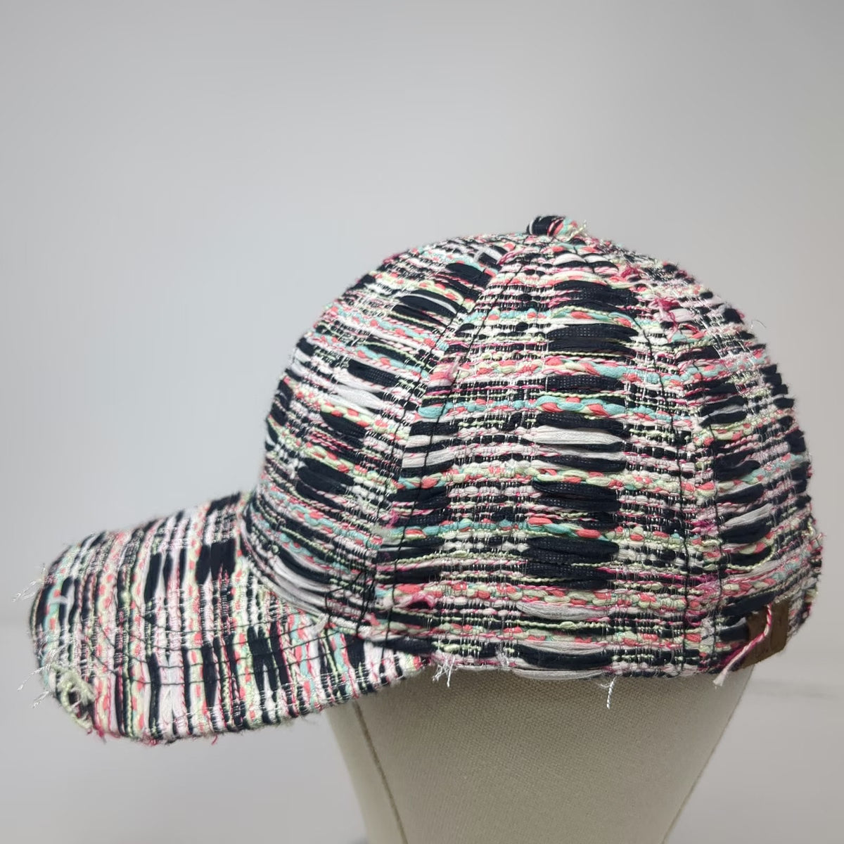 C.C Exclusives Baseball Cap One Size Black Pink Green Blue White Distressed Hat