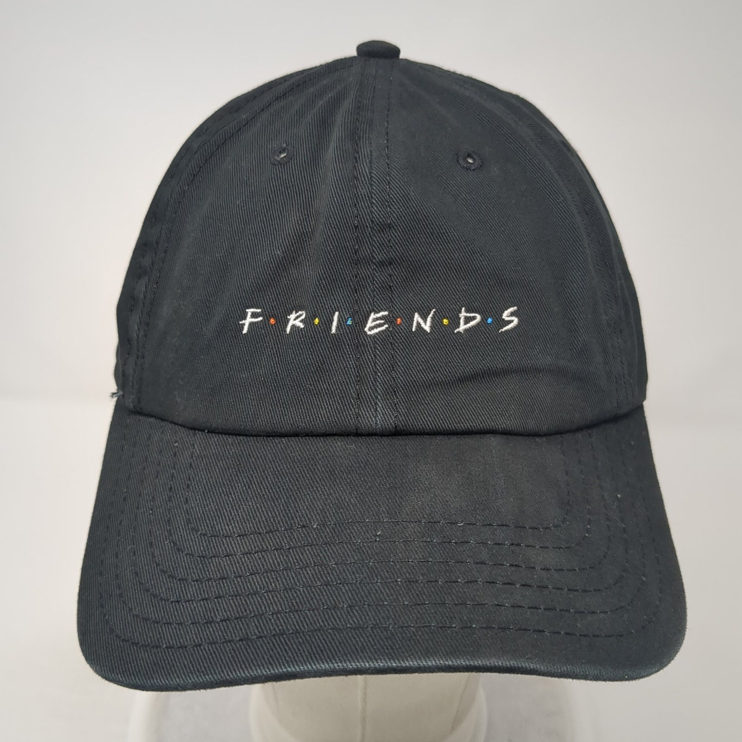 FRIENDS Slideback Baseball Cap Black One Size Adjustable Embroidered 6 Panel