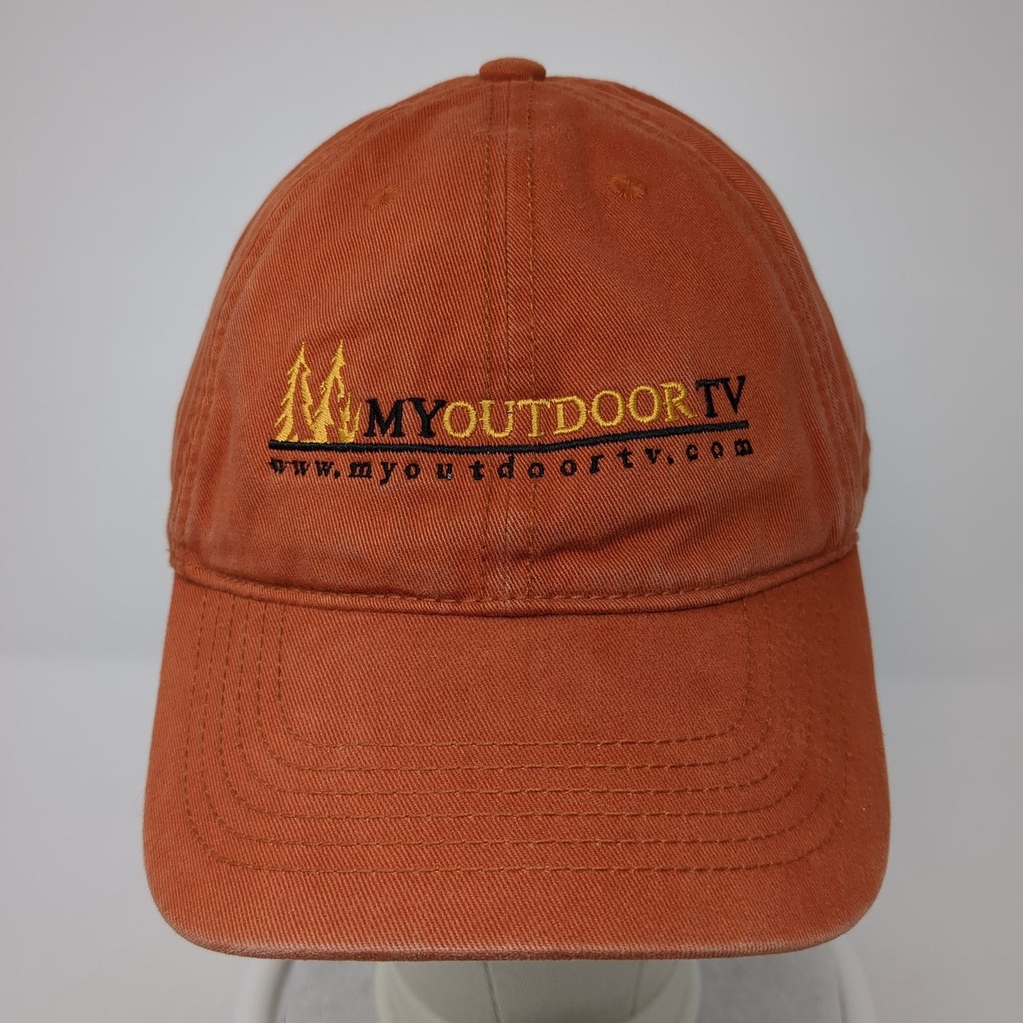 My Outdoor TV Slideback Baseball Cap Orange One Size Adjustable Embroidered