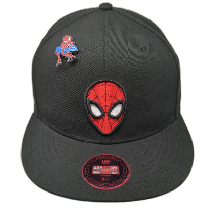 Marvel Spider-Man Black 7 3/8 Snapback Hat Side Patch Enamel Pin Fitted Lids