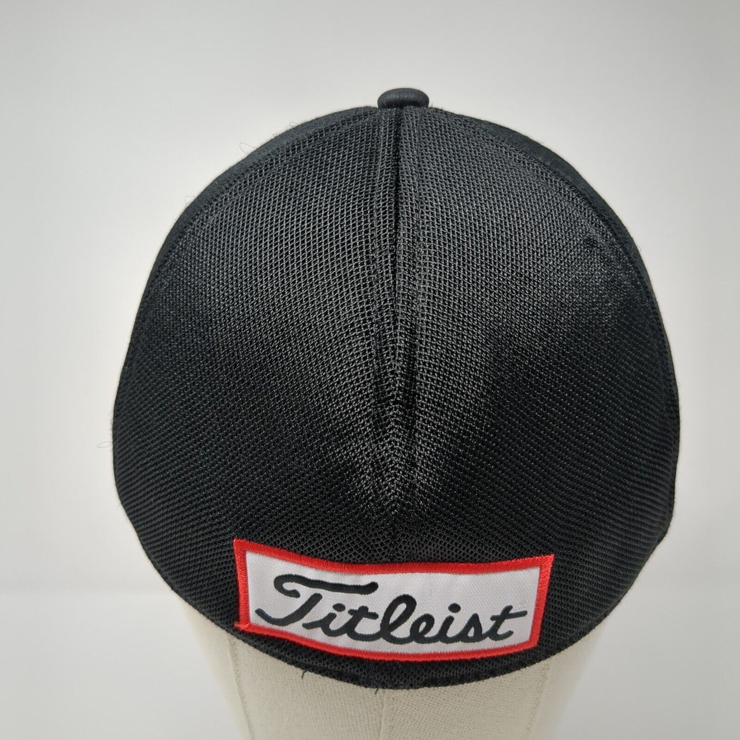 Titleist Fitted Mesh Back Hat Black M/L Embroidered Solid Vent Holes