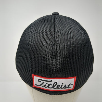 Titleist Fitted Mesh Back Hat Black M/L Embroidered Solid Vent Holes