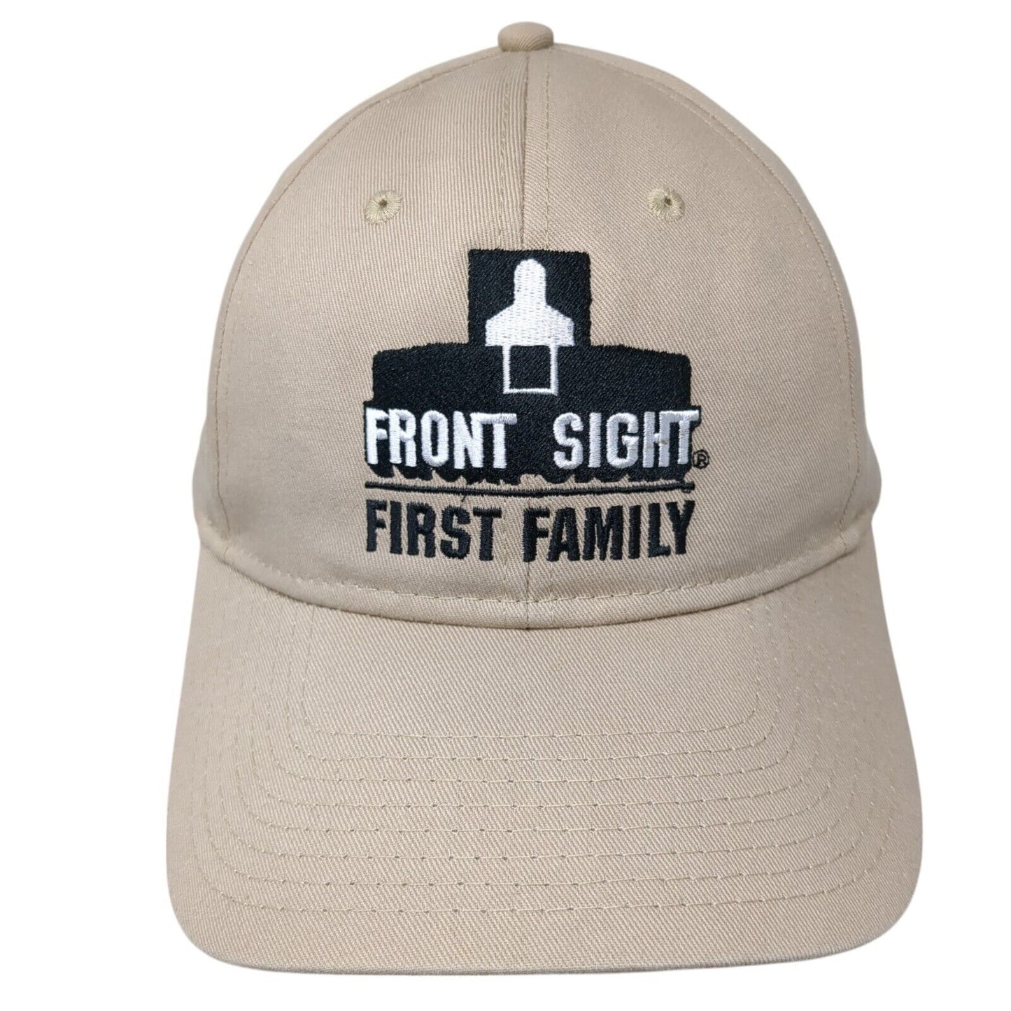 Front Sight First Family Strapback Hat Tan One Size Adjustable Embroidered Otto