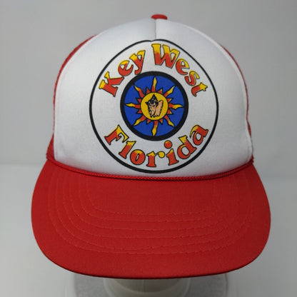 Key West Florida Snapback Trucker Hat Red OSFA Adjustable Mesh Back Rope