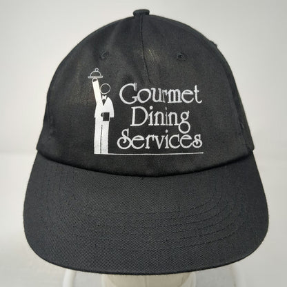 HTT 5 Panel Black One Size Hat Gourmet Dining Services Waiter Logo Strapback