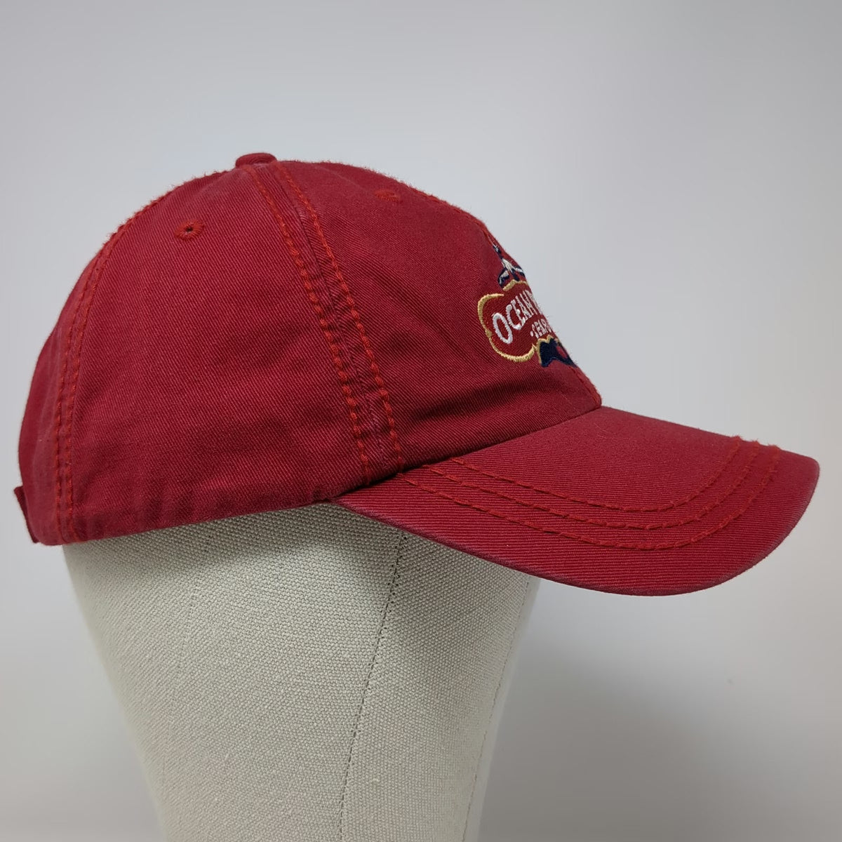 Ocean Beauty Seafoods Red One Size Baseball Cap Hat Embroidered Logo Strapback