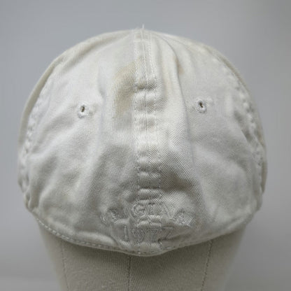 American Eagle Baseball Cap White M Logo AE-23 Distressed Stretch Fit Hat 1977