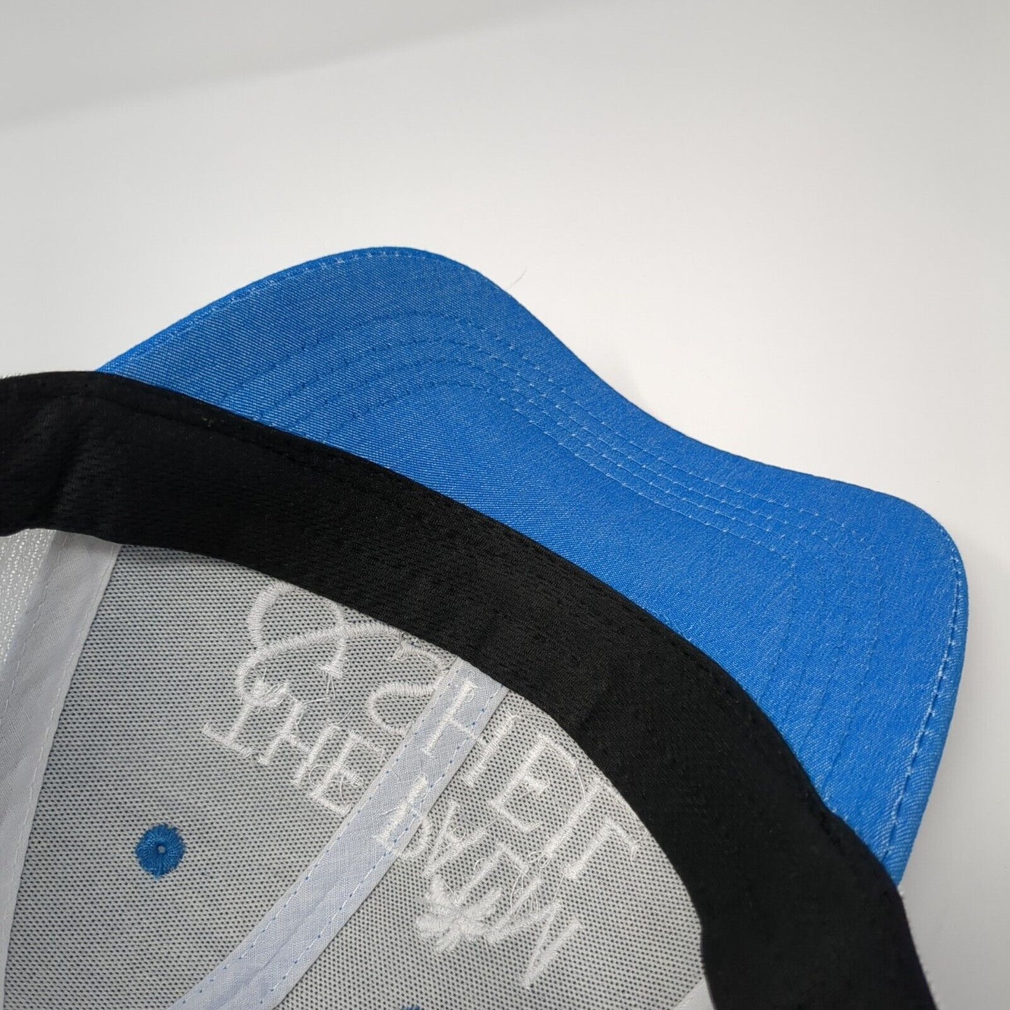 The Palm & Shell Captiva Strapback Trucker Hat Blue One Size Mesh Back