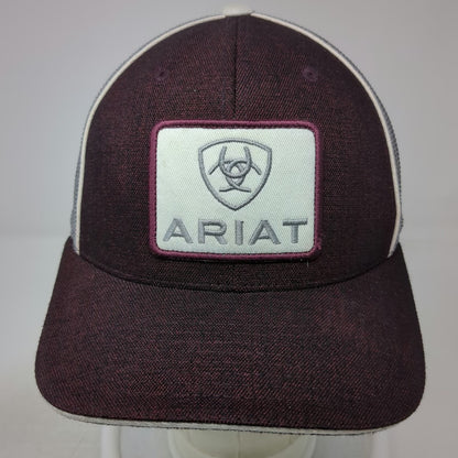 Ariat Trucker Hat Red Gray One Size Mesh Back Patch Flexfit 110 Snapback Logo