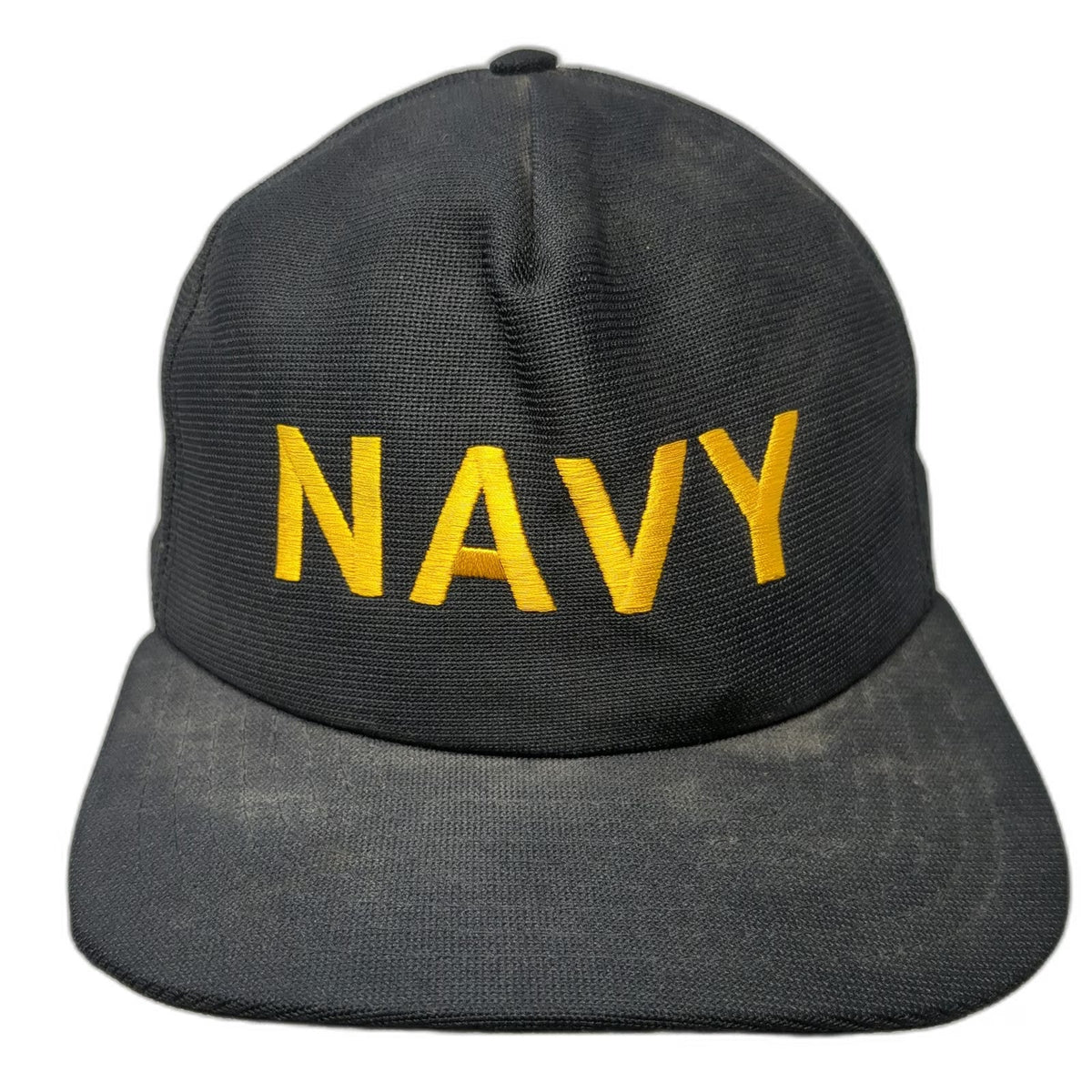New Era 5 Panel Black Hat M Navy Yellow Embroidered Snapback Made in USA Brim