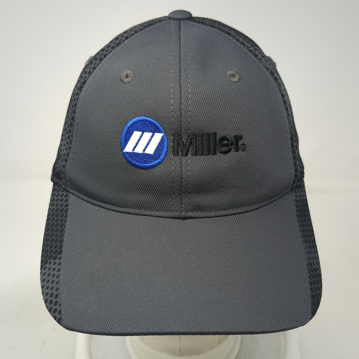 Sport-Tek Miller Welding Logo Gray Baseball Cap One Size Strapback Mesh Hat