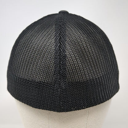 Flexfit Baseball Cap Black One Size Drink Local Brew Beer Graphic Mesh Back Hat